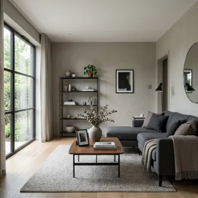 1. Warm Neutral Palette: Greige Walls with Charcoal Accents