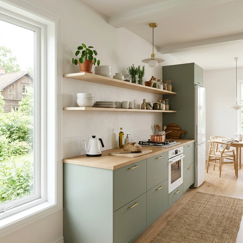 10. Soft Sage Green Kitchen Cabinetry