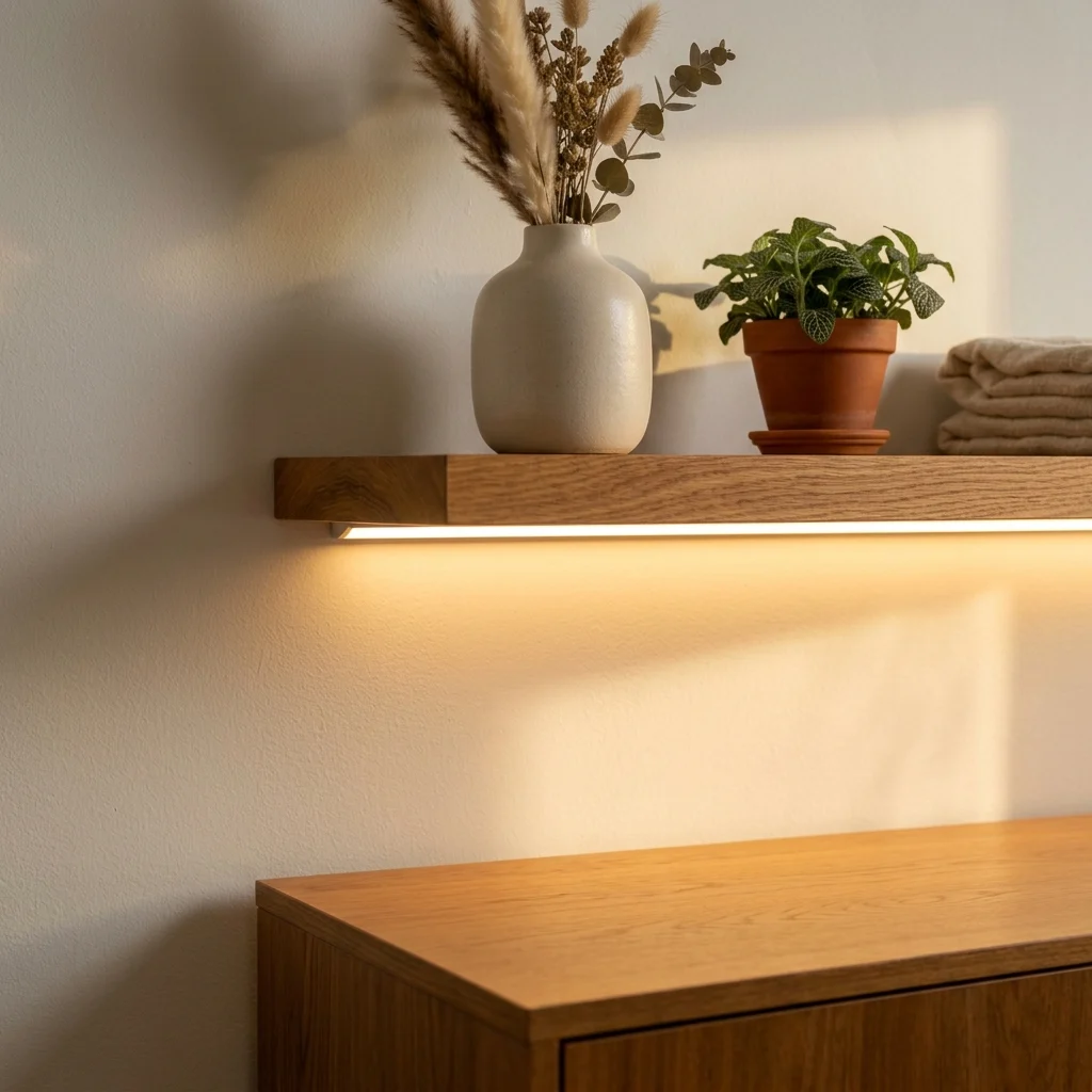 10. Under-Cabinet or Under-Shelf LED Strips for Ambient Glow