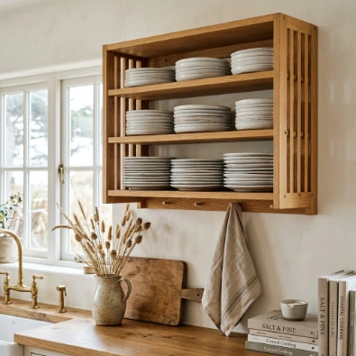 12. Open Plate Rack Instead of Upper Cabinets