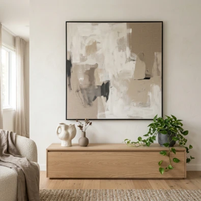 13. Abstract Wall Art in Neutral Frames