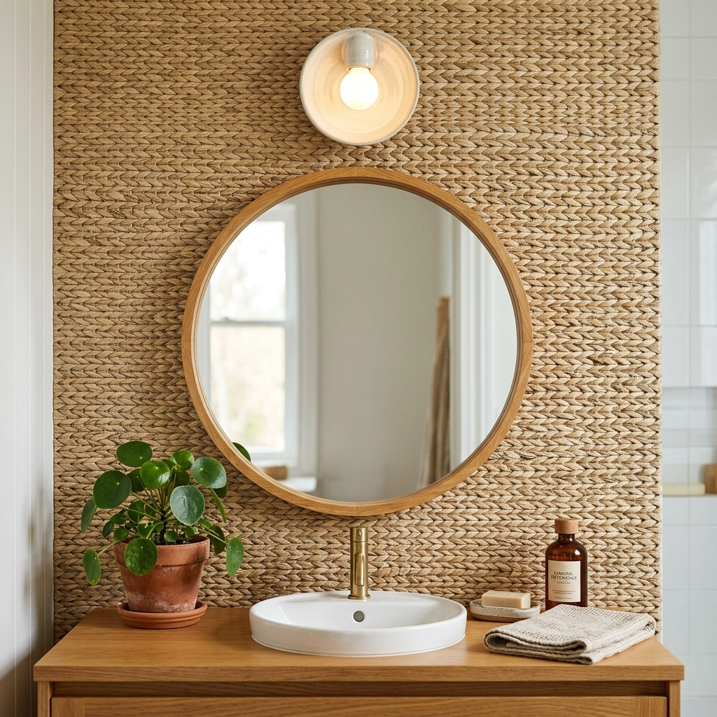13. Woven Seagrass Wallcovering on an Accent Wall