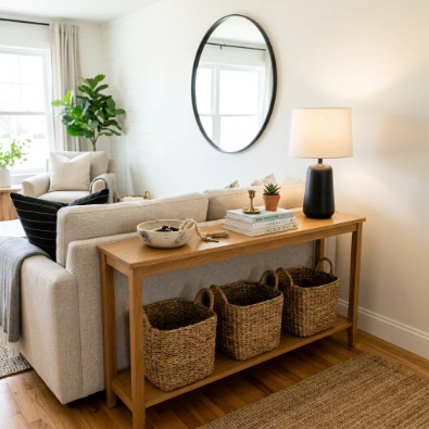 14. Multi-Functional Console Behind Sofa
