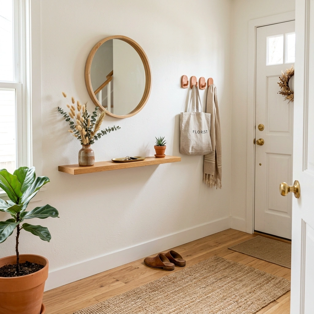 14. Slim Wall-Mounted Shelf Ledge Instead of a Console