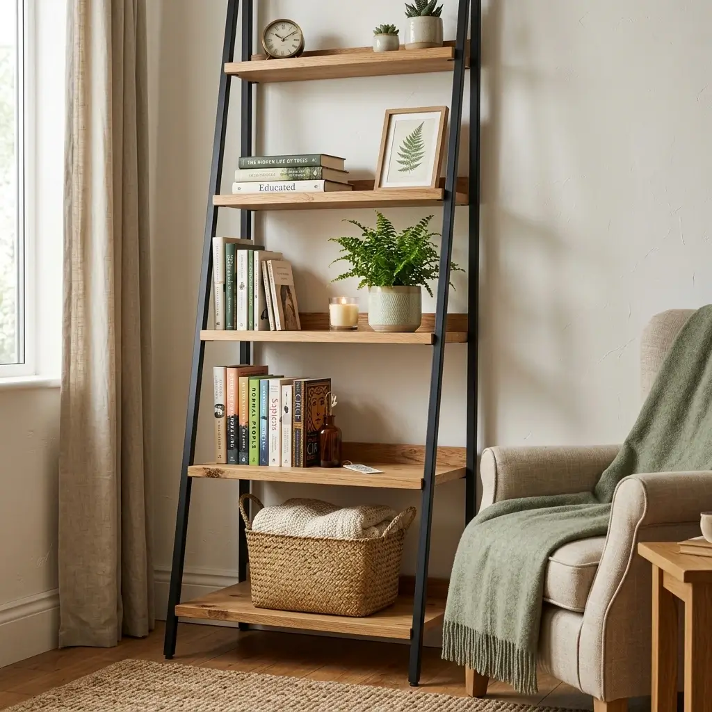 2. Kitchen Color-Blocked Open Shelving with Labeled Jars