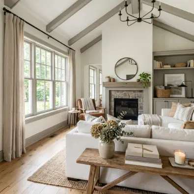 2. Warm White Walls with Greige Trim