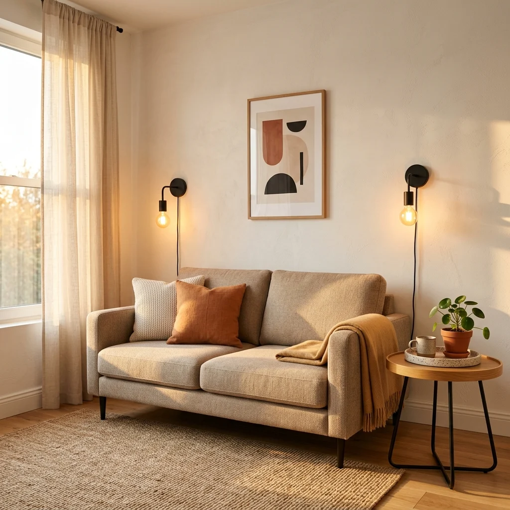 3. Layered Wall Sconces Instead of Floor Lamps to Save Footprint