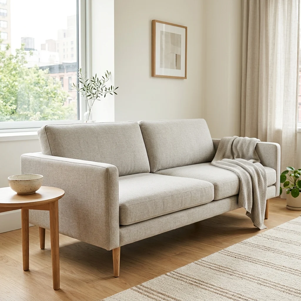 5. Slim-Arm Sofa with Exposed Legs for Visual Lightness