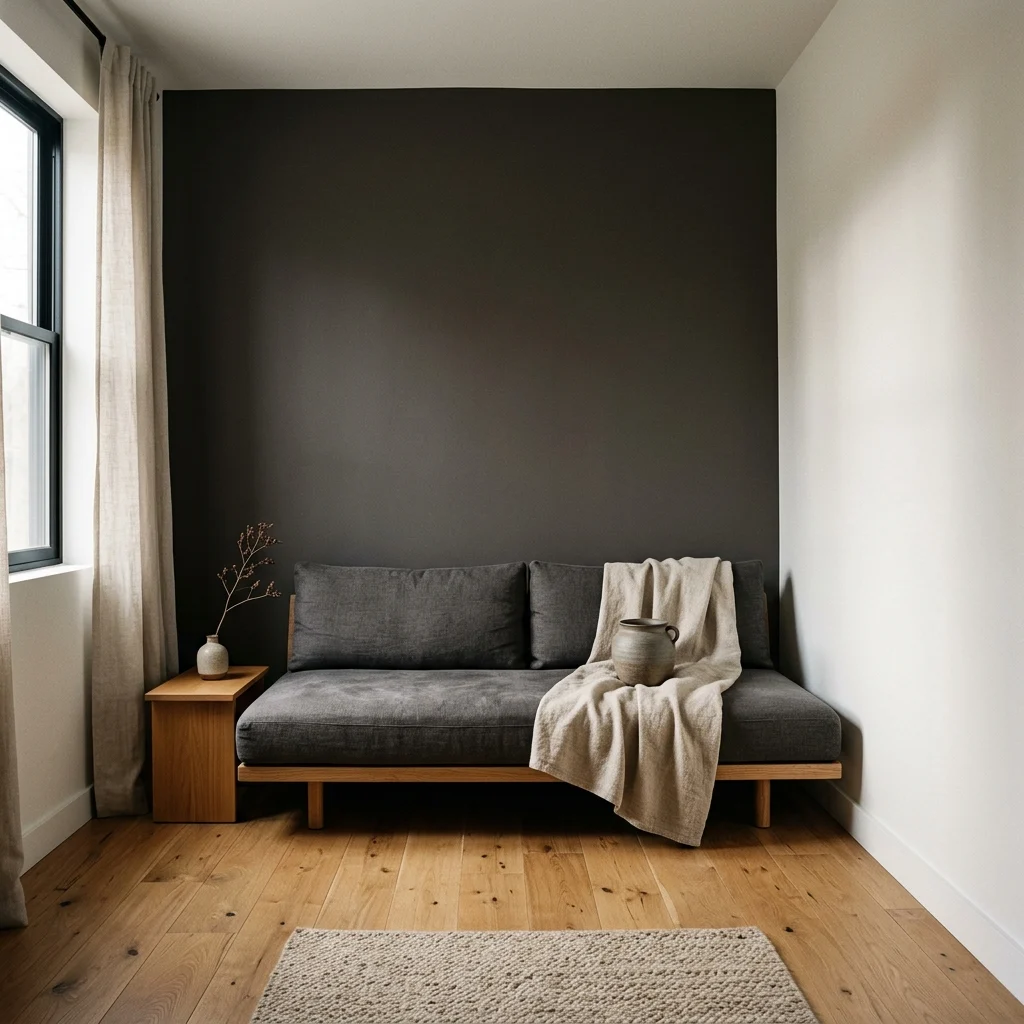 6. Warm Charcoal Used Only on a Single Architectural Wall