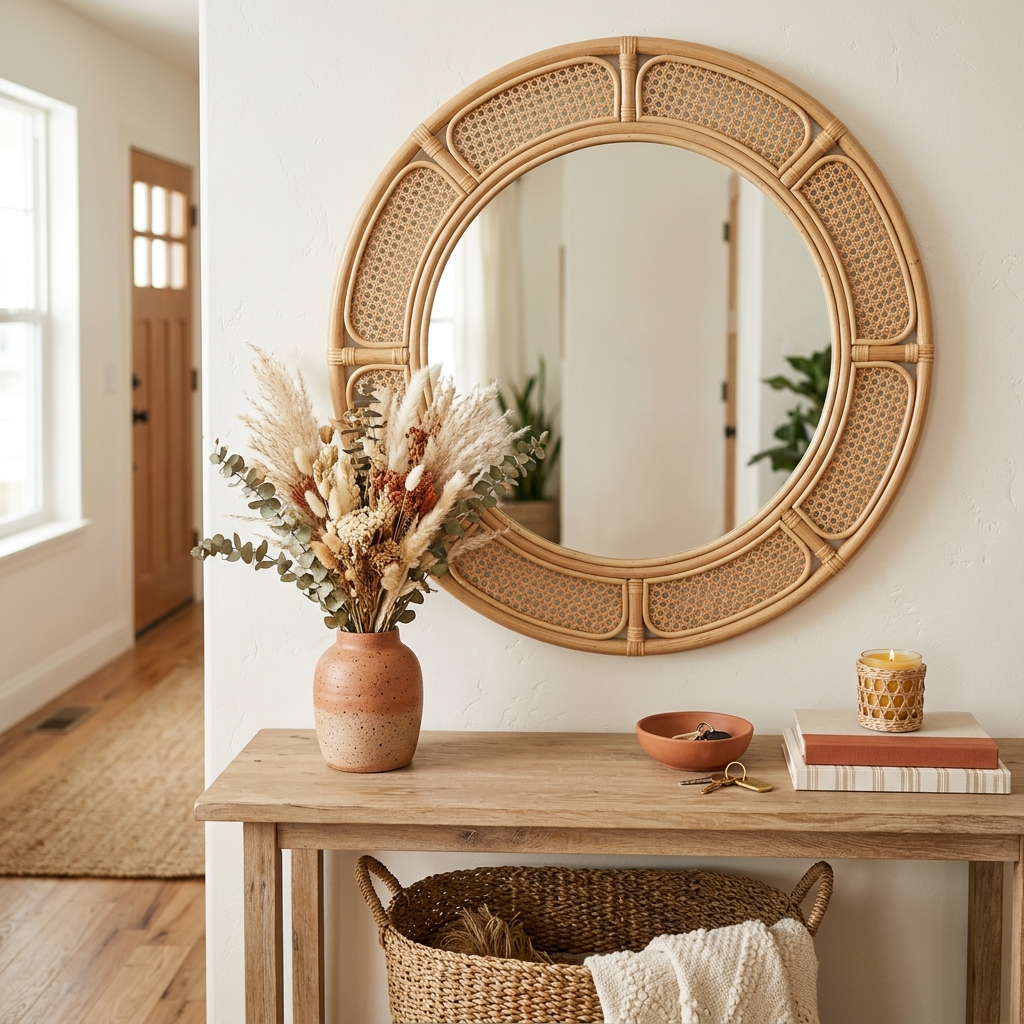 7. Rattan and Cane Mirror Frame