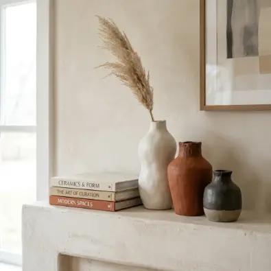 7. Sculptural Ceramic Vases as Focal Points