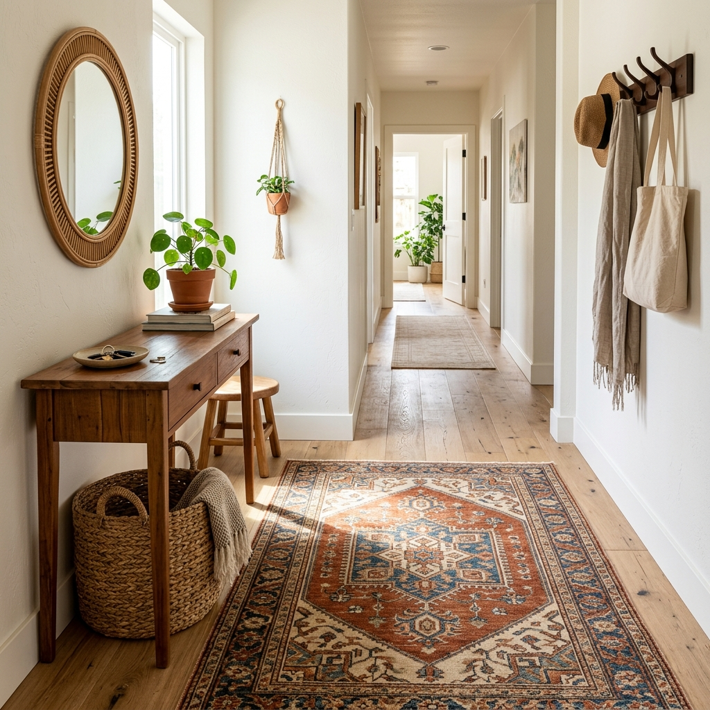 8. Drop Zone Defined by a Vintage Rug Border