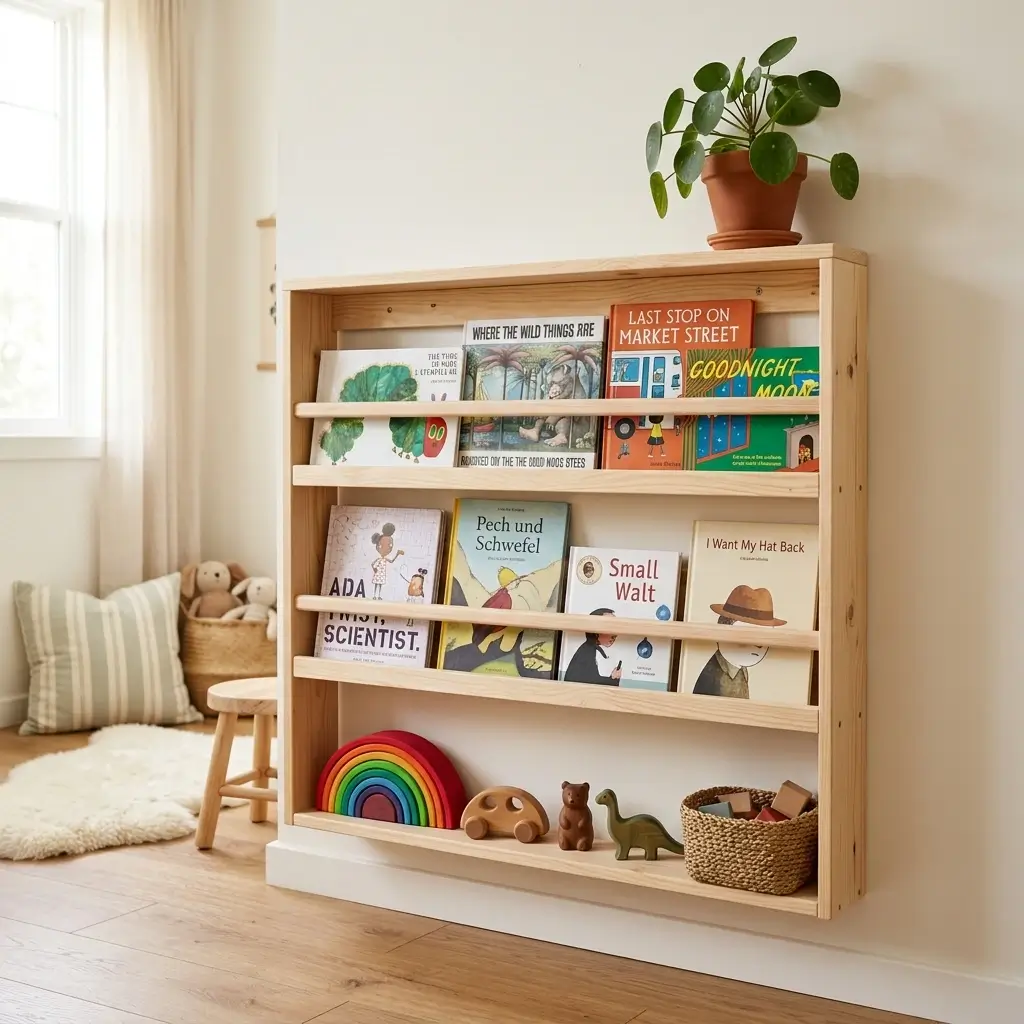 8. Kids' Room Low Montessori Face-Forward Shelf