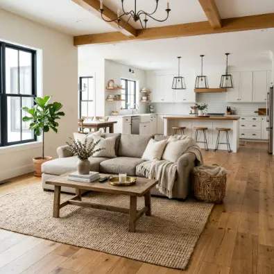 8. Open-Concept Zoning with Area Rugs