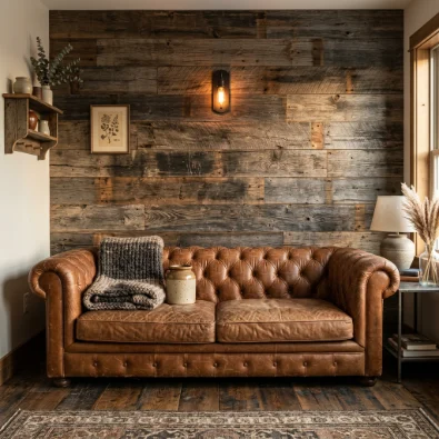 1. Reclaimed Barnwood Accent Wall in the Main Living Space