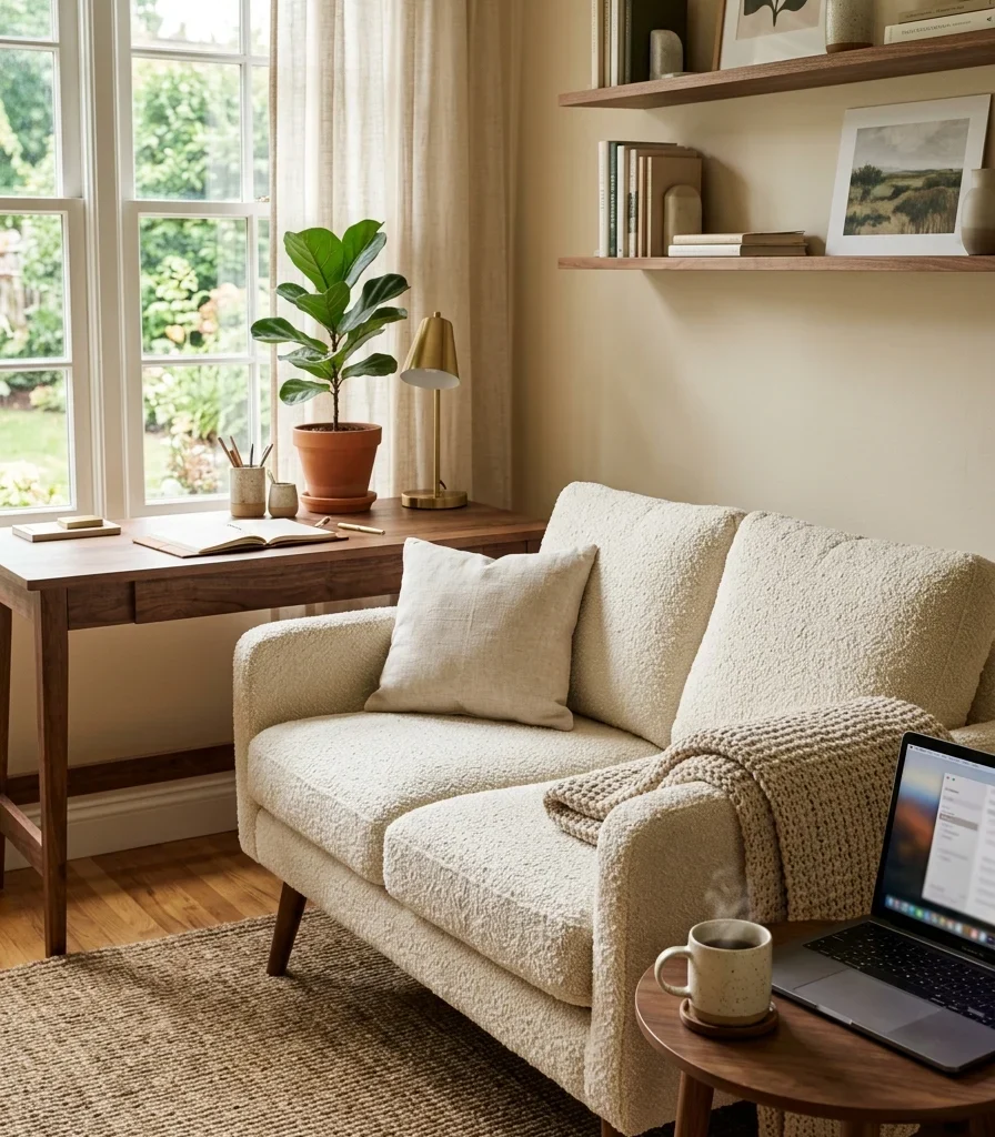1. Choose a Loveseat as the Desk's Anchor Piece