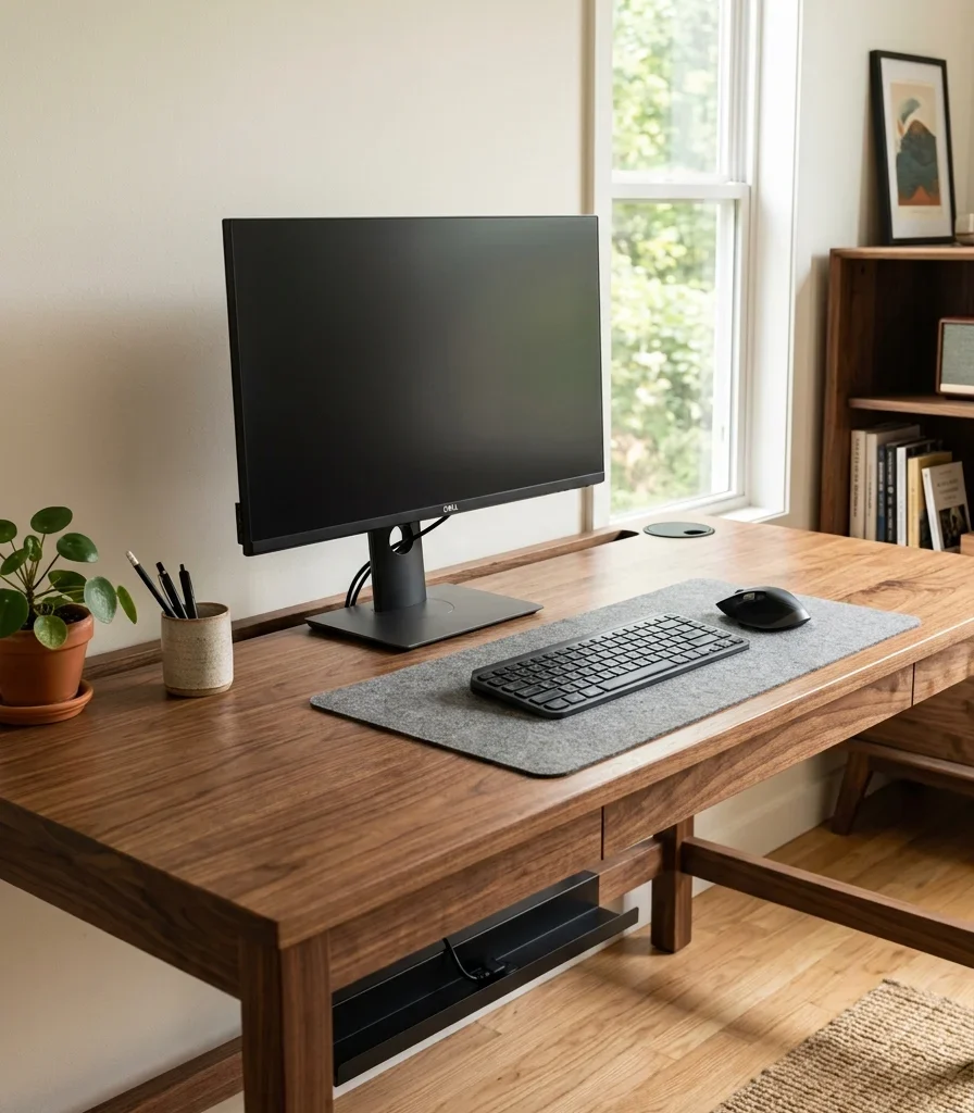 1. Choose a Walnut Desk With Built-In Cable Management