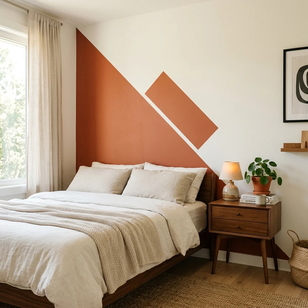1. DIY Color-Blocked Accent Wall With Painter's Tape