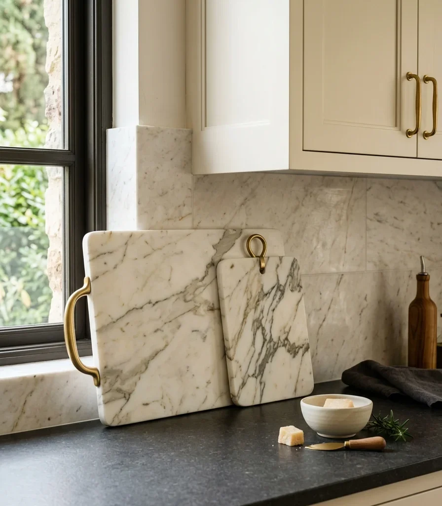 1. Display a Marble Cutting Board and Cheese Board