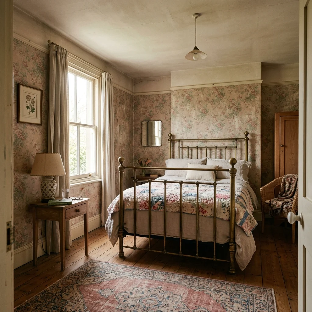 1. Faded Floral Wallpaper as a Vintage Color Anchor