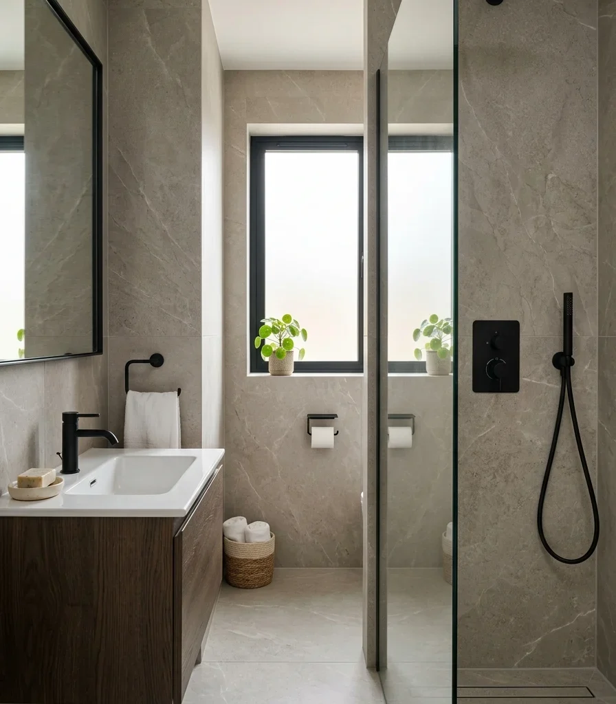 1. Install Large-Format Porcelain Slab Walls