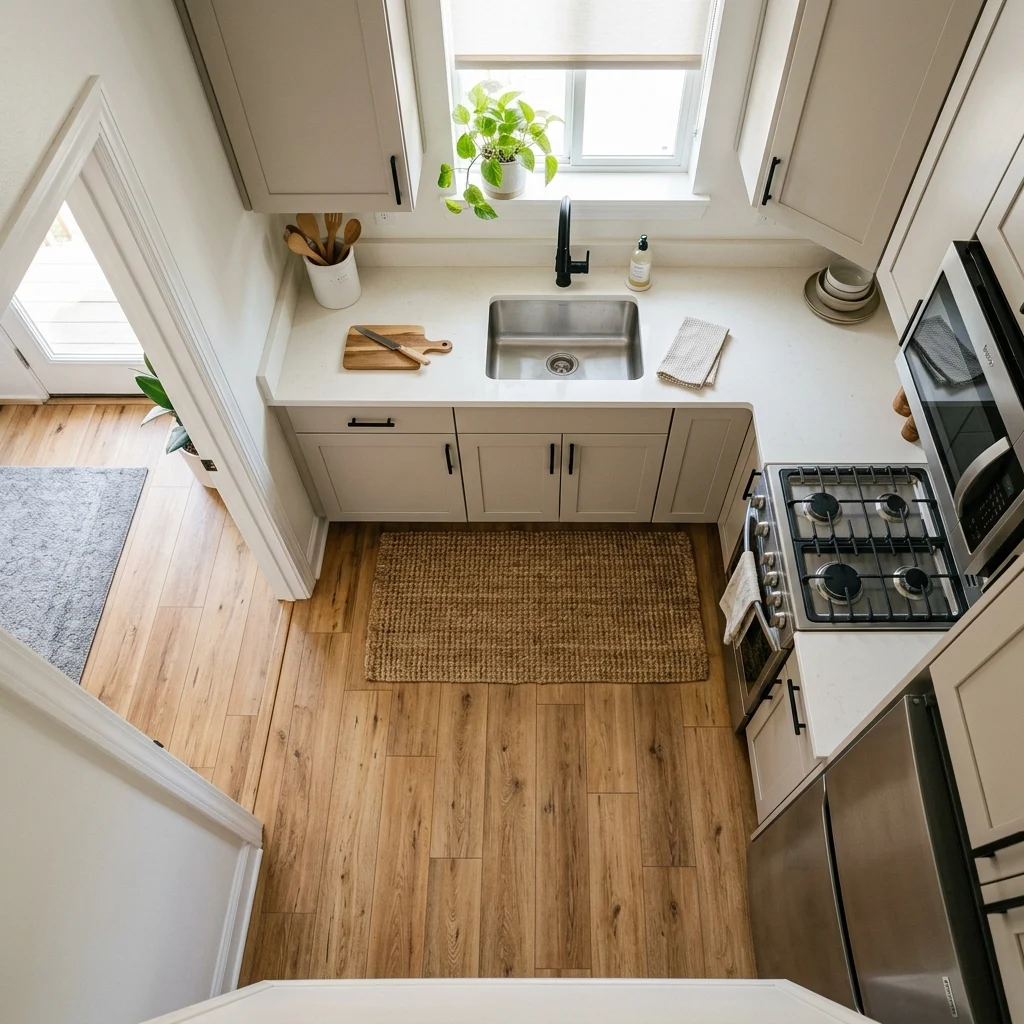 1. Peel-and-Stick Wood-Look Flooring Over Existing Tile
