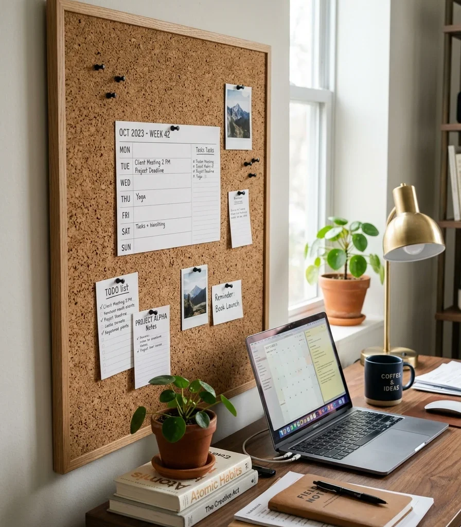 10. Add a Cork Wall Panel for Sound and Pin-Board Function