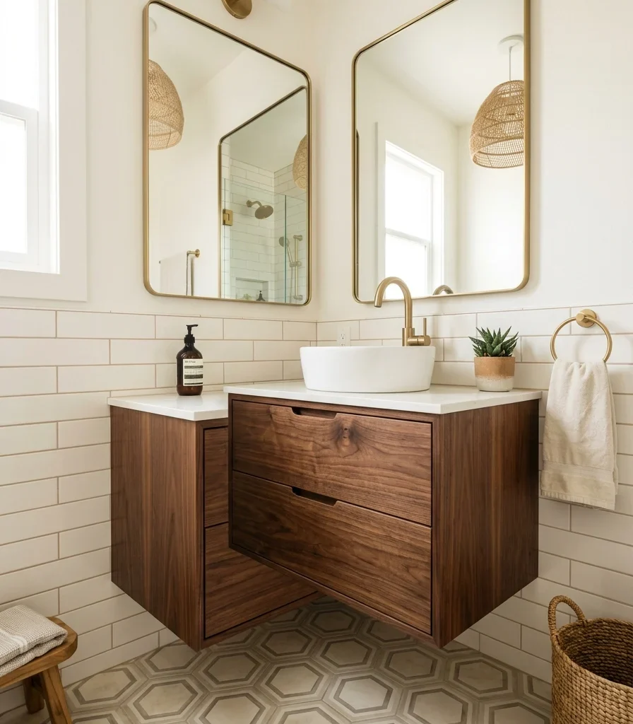 10. Floating the Vanity to Reveal More Floor