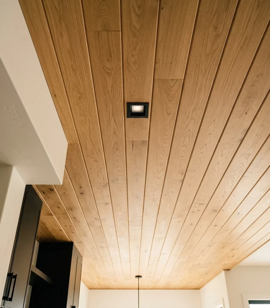 10. Install a Tongue-and-Groove Wood Plank Ceiling