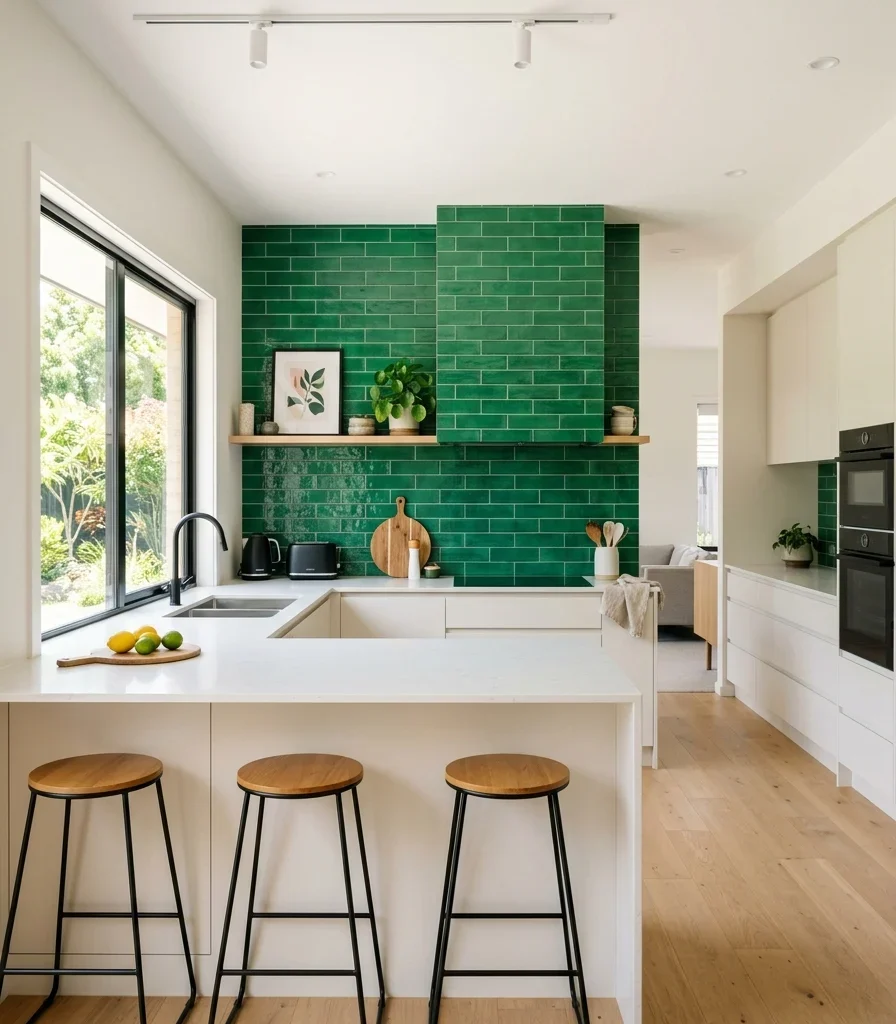 11. Paint Walls Warm White to Let One Bold Element Shine