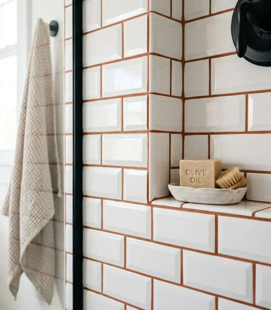 11. Pair Warm Terracotta Grout With White Subway Tile