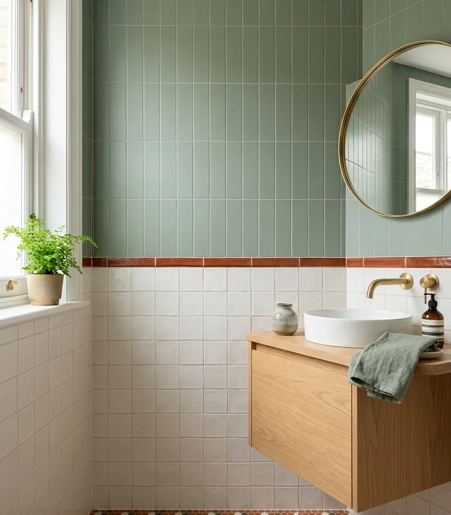 11. Split Tile Two-Tone With a Contrast Border Line