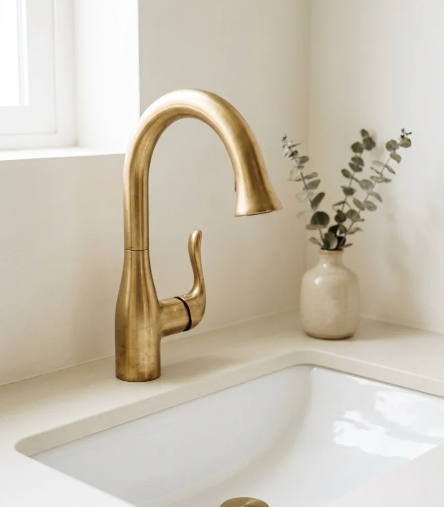 12. A Sculptural Faucet Treated as the Room's Art Piece