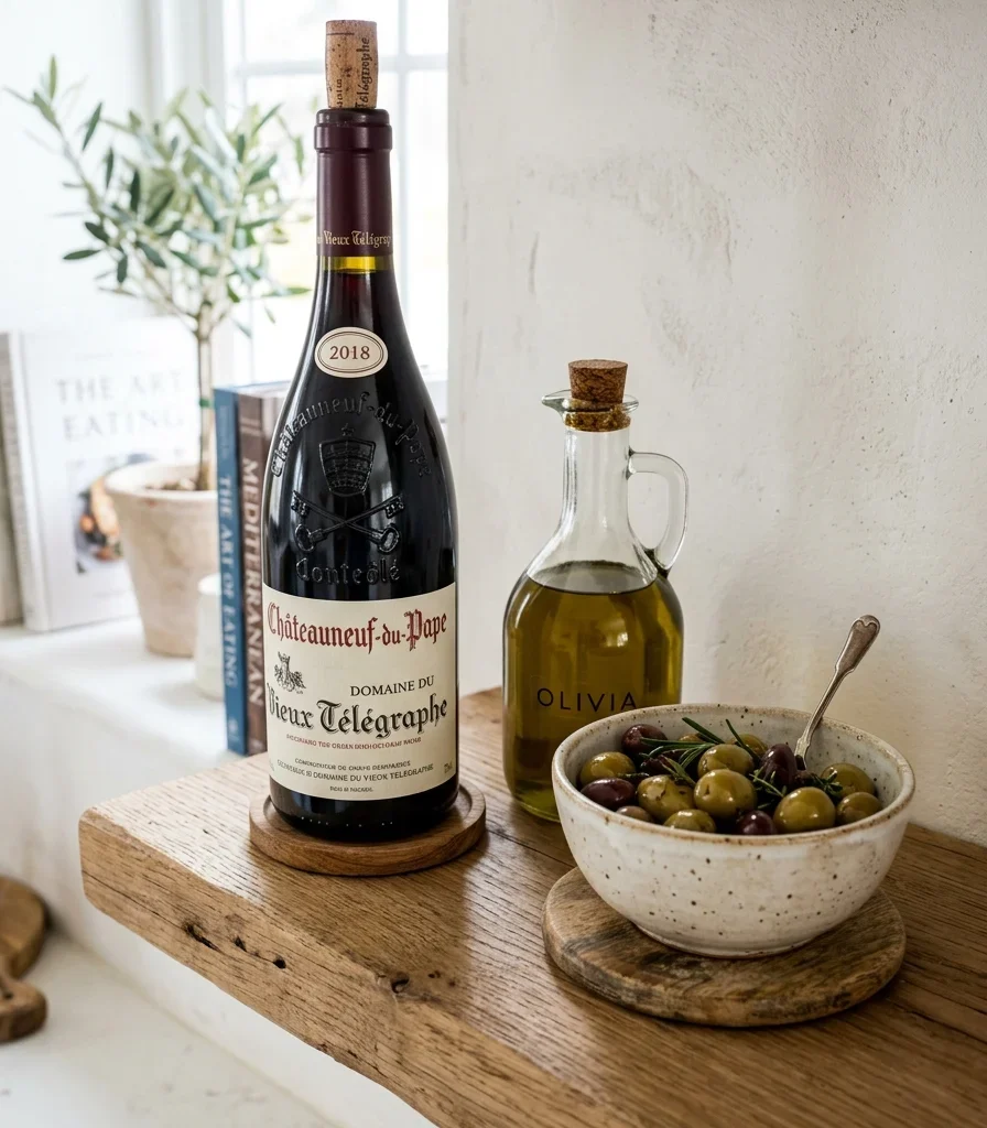 12. Build a Curated Wine and Olive Oil Display Shelf