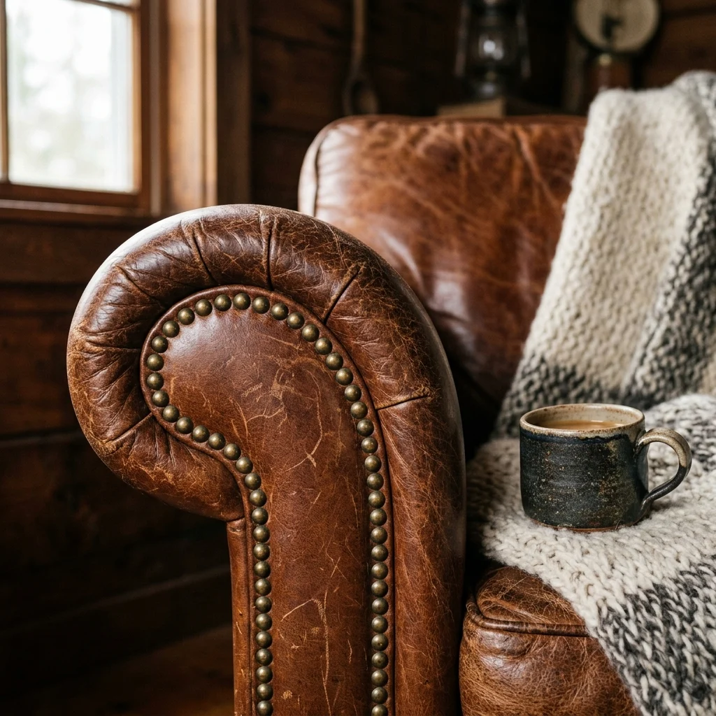 12. Cognac Leather Seating with Nailhead Trim