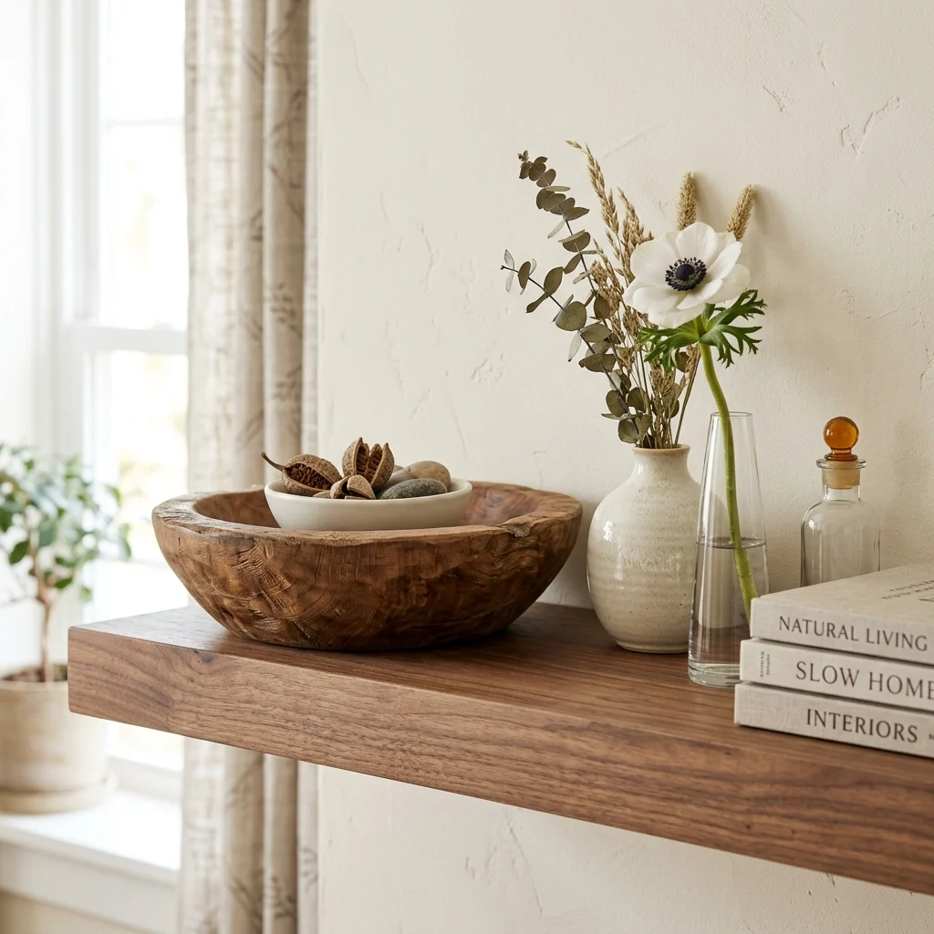12. Grounding a Shelf With One Natural Material