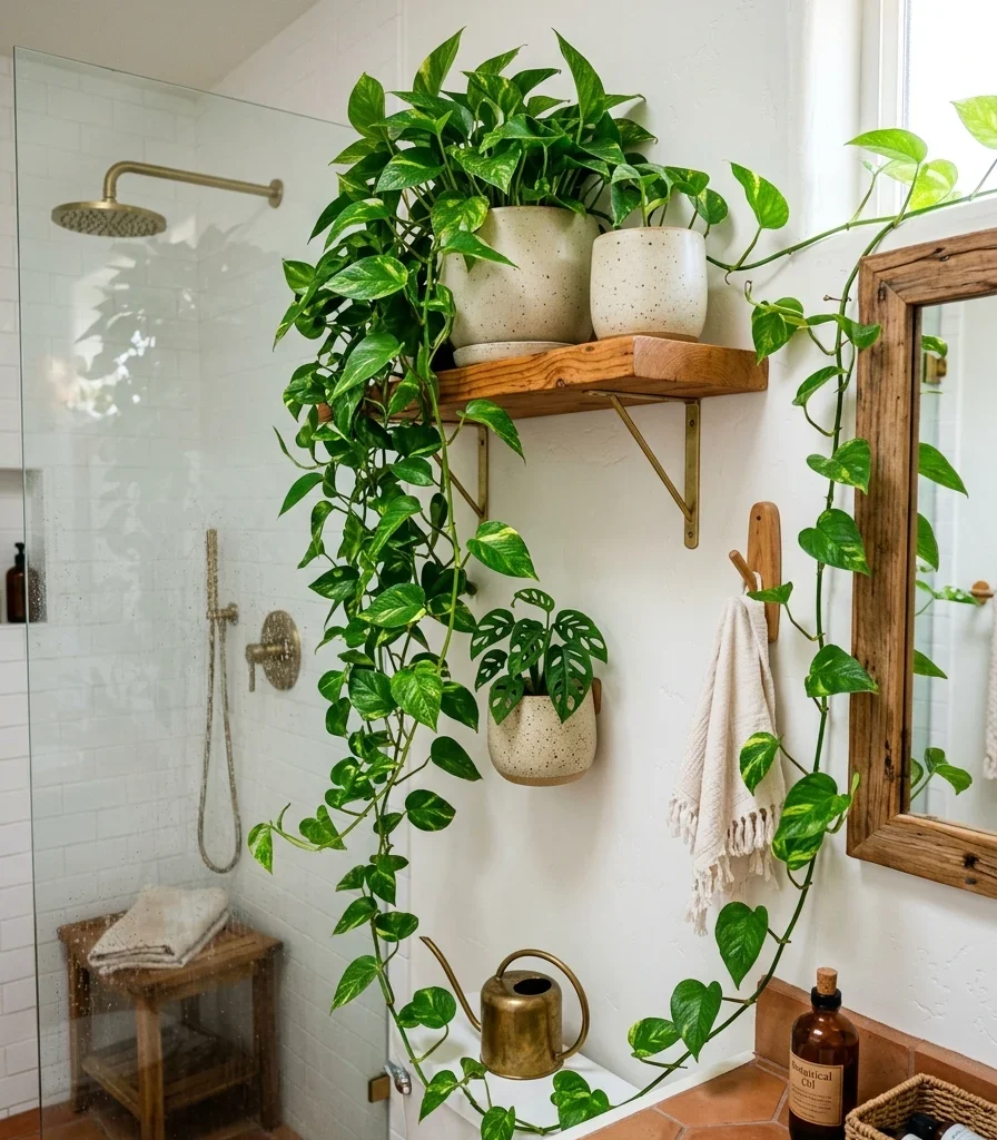 12. Position a Trailing Plant Wall Near the Shower Steam