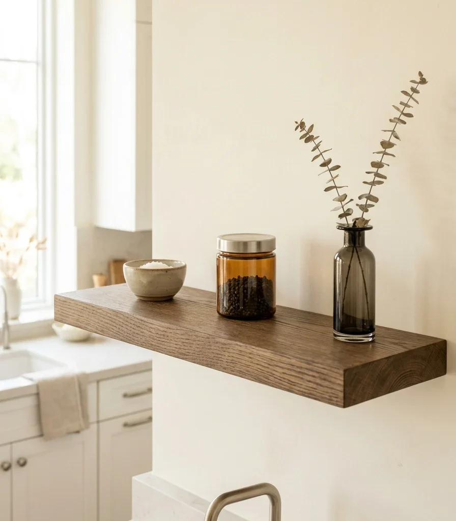 12. Style Open Shelving With a Single Curated Object Row