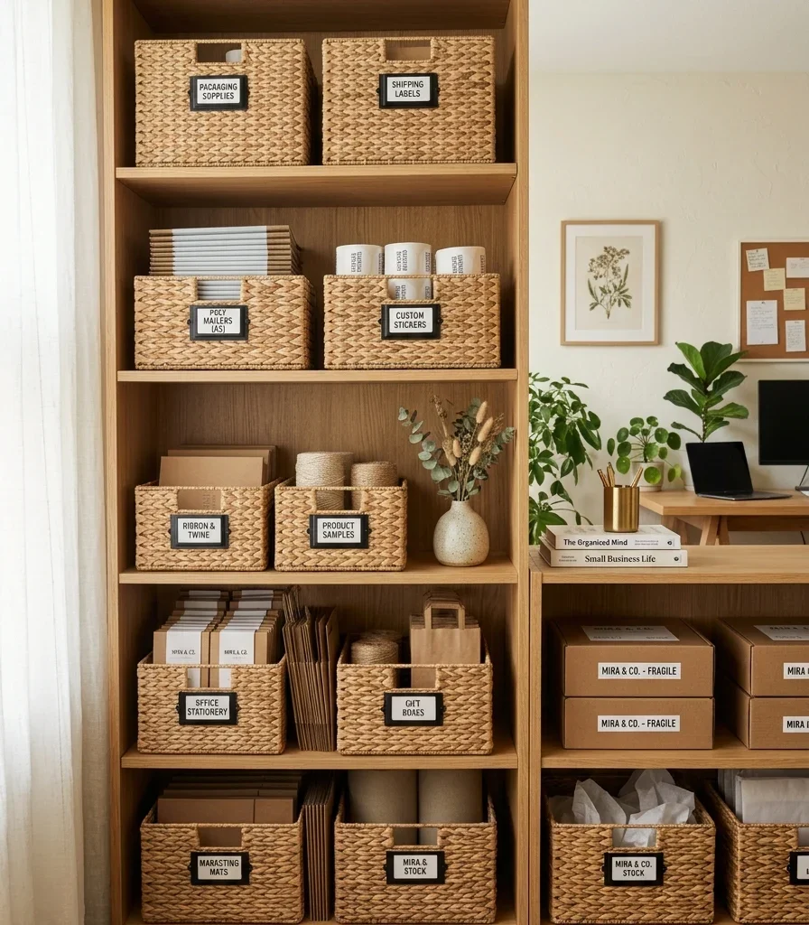 12. Style an Inventory Shelf With Labeled Bins