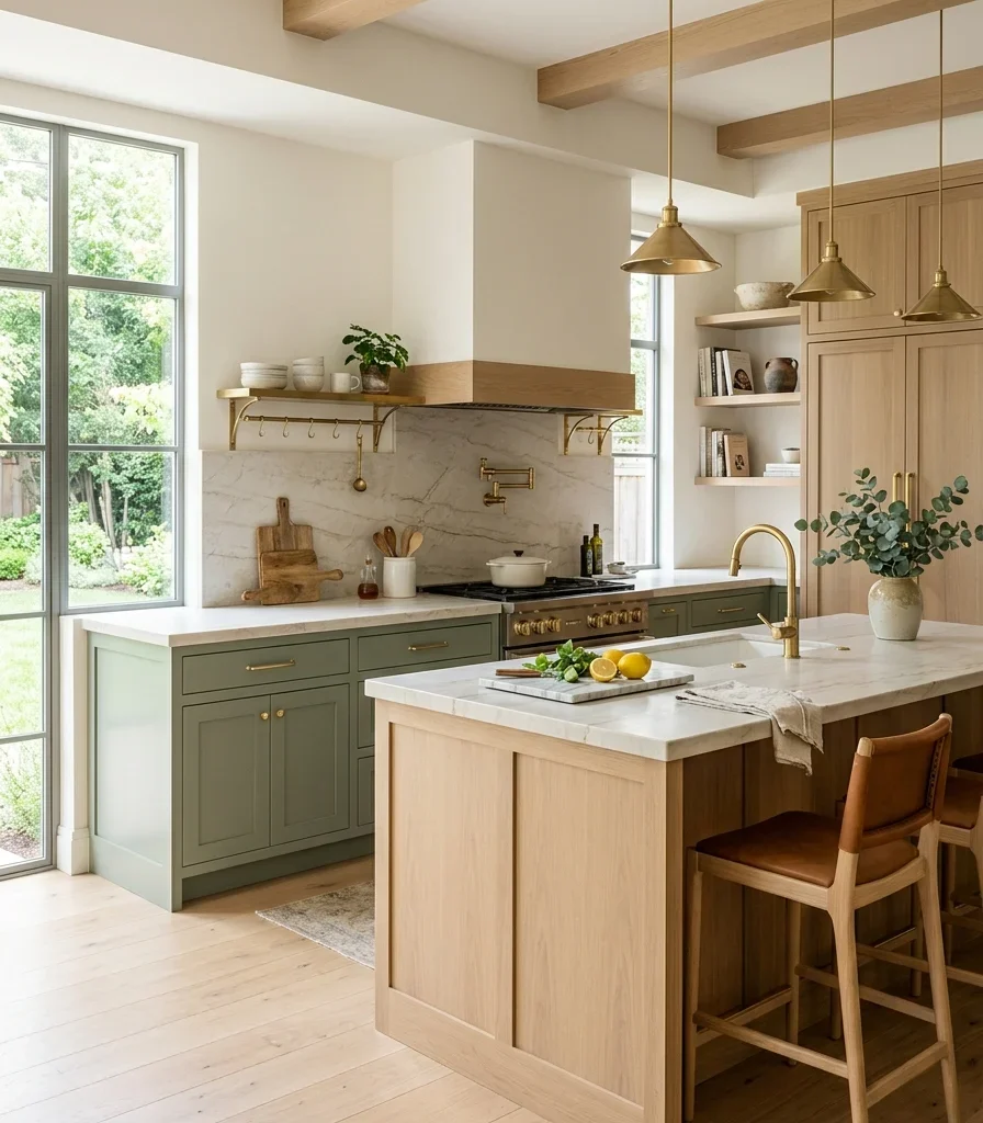 13. A Single Sage Green Accent Amid Neutral Stone