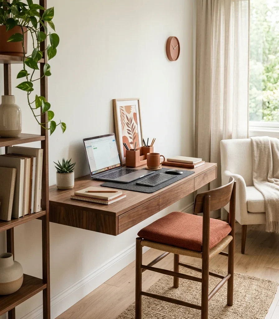 13. A Single Warm Accent Color to Mark the Work Corner