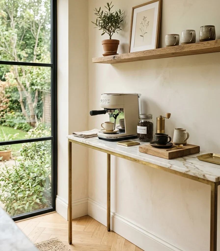 13. Add a Marble-Topped Console for Coffee Service