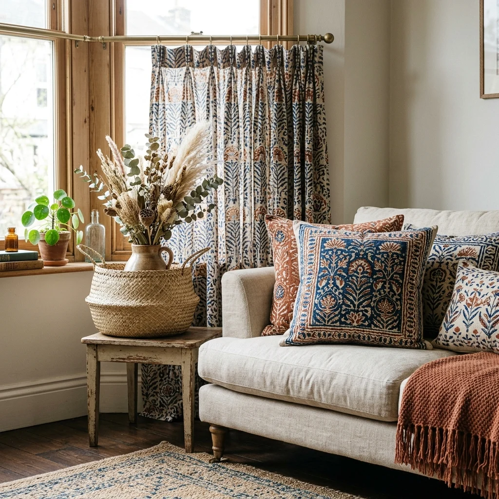 13. Block-Printed Textiles on Cushions and Curtains