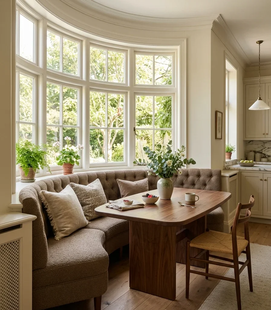 13. Build a Banquette Breakfast Nook With a Bay Window