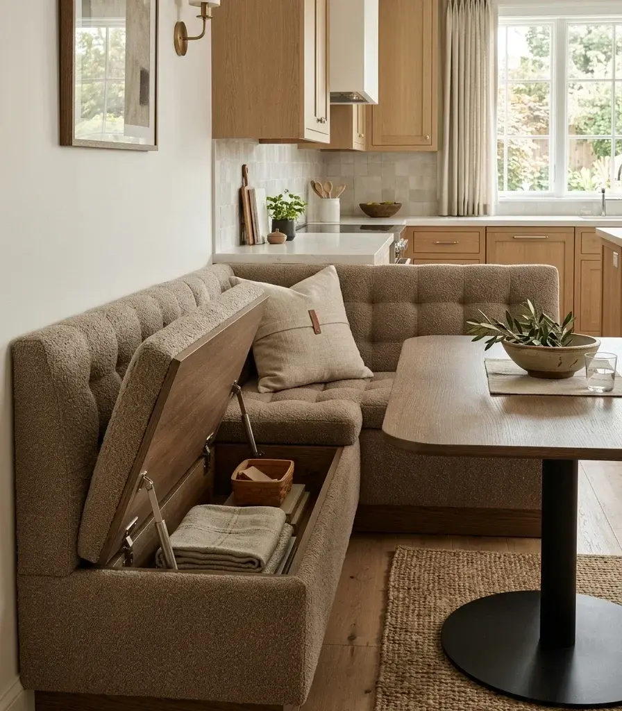 13. Build an Integrated Banquette With Hidden Storage