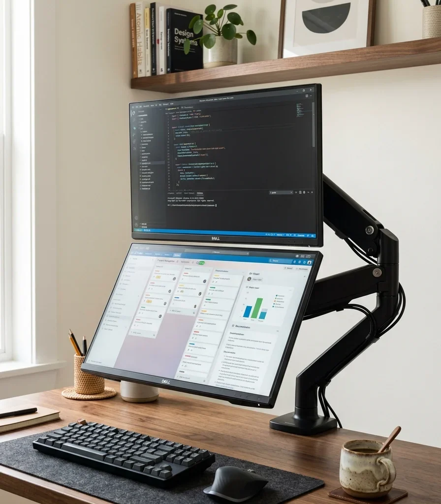 13. Configure a Stacked Dual-Monitor Setup for Vertical Space