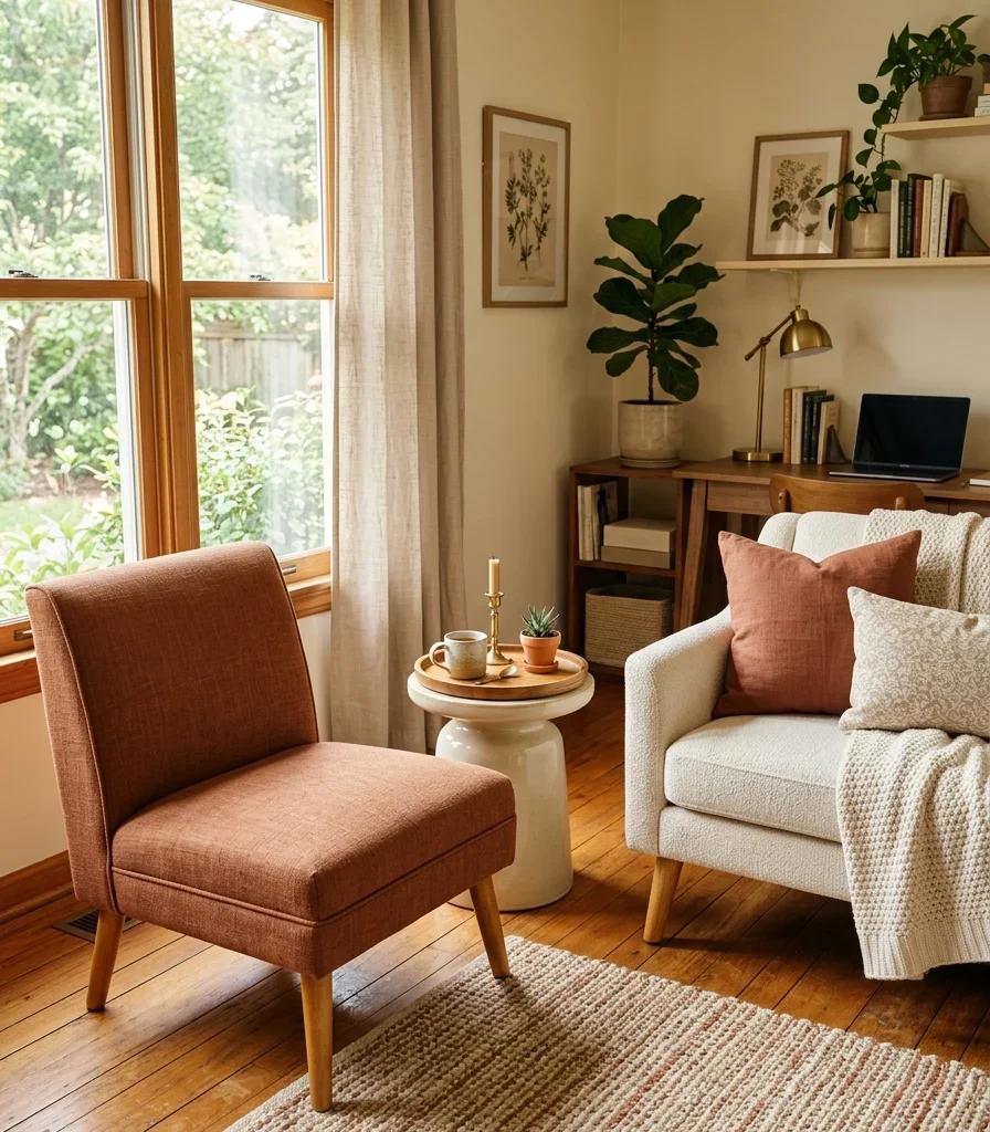 13. Pair a Slipper Chair With the Couch for Two-Seat Coziness