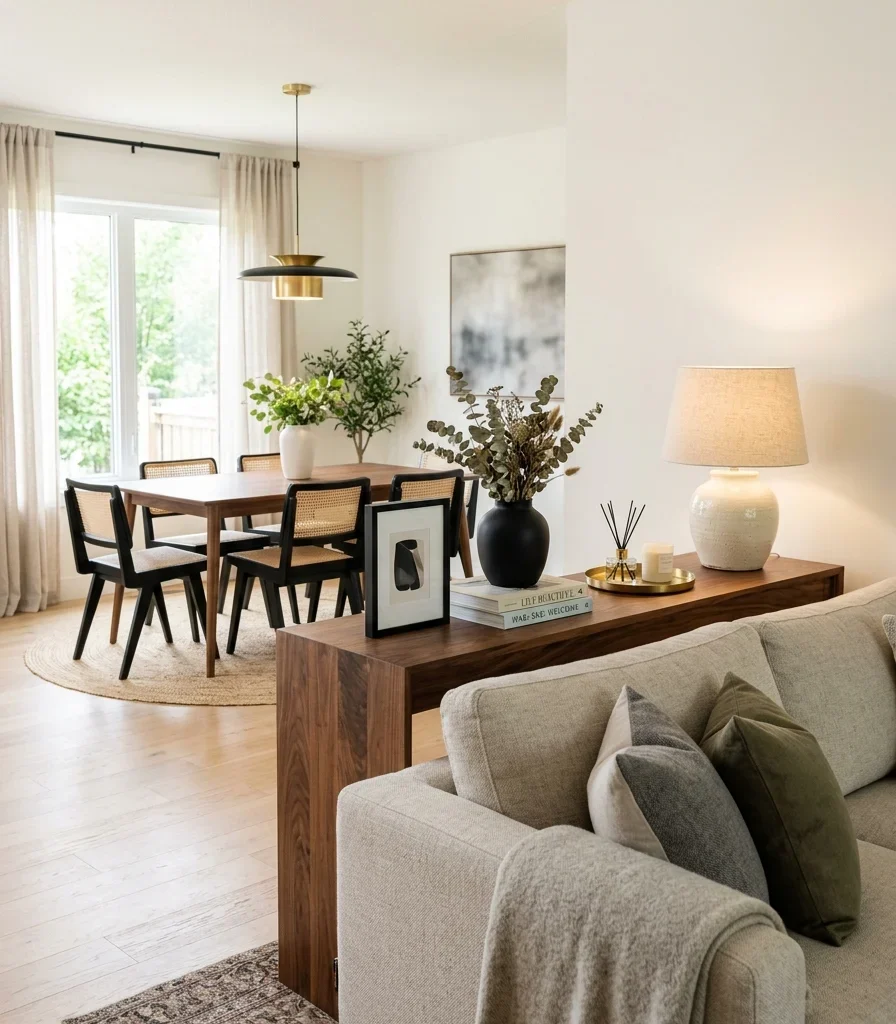 13. Use a Console Table as a Soft Room Divider