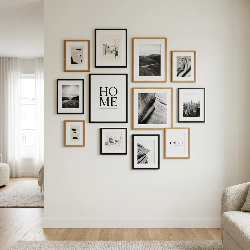 14. A Curated Gallery Wall Using Removable Hanging Strips