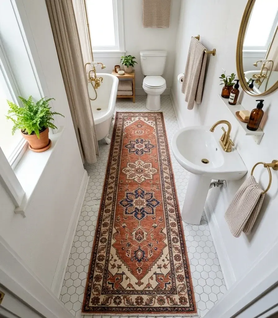 14. A Runner Rug Instead of a Standard Bath Mat